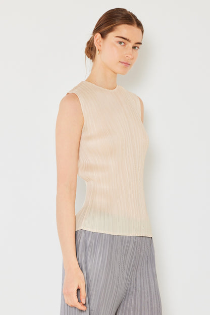 Marina West Swim Pleated Sleeveless Crewneck Tank