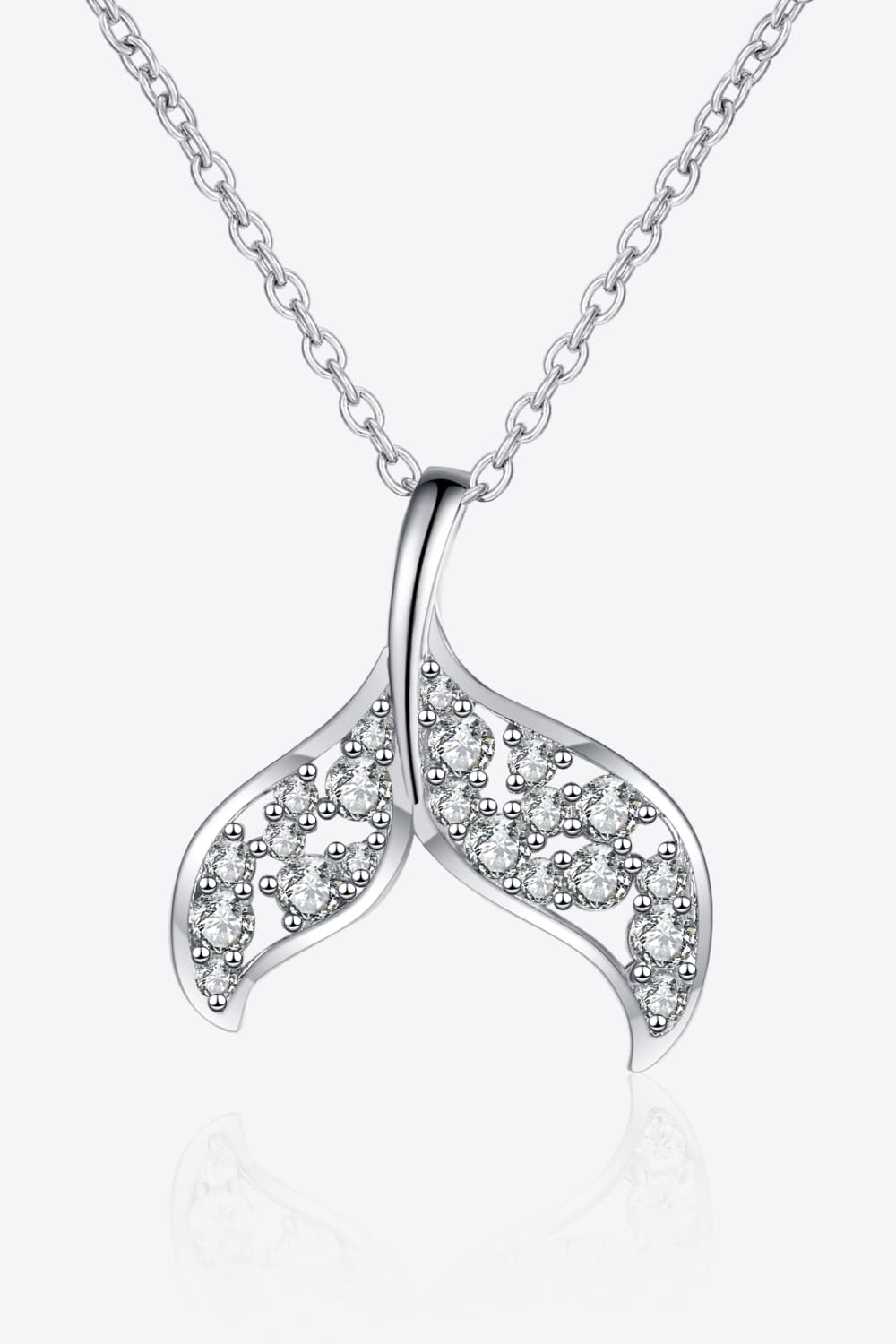 Moissanite Fishtail Pendant 925 Sterling Silver Necklace