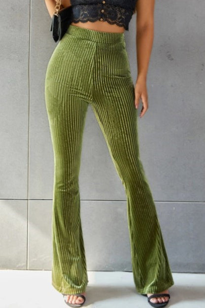 Ribbed High Waist Flare Pants