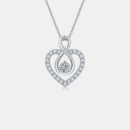 1 Carat Moissanite 925 Sterling Silver Heart Shape Necklace