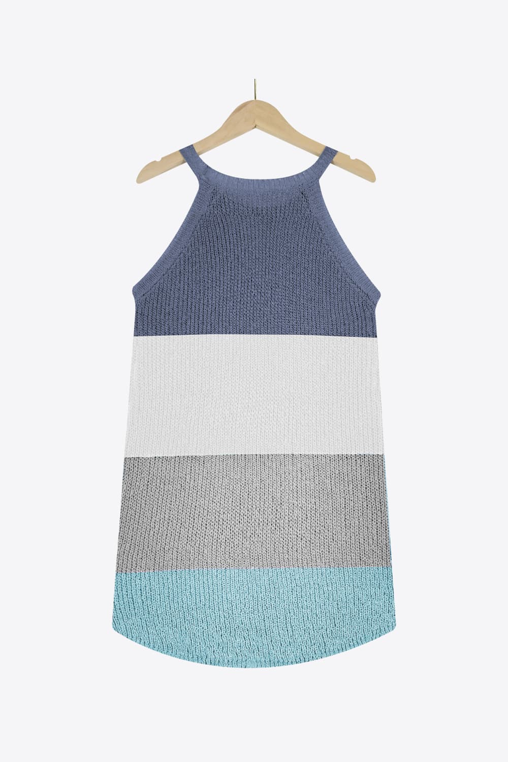 Color Block Round Neck Sleeveless Knit Top