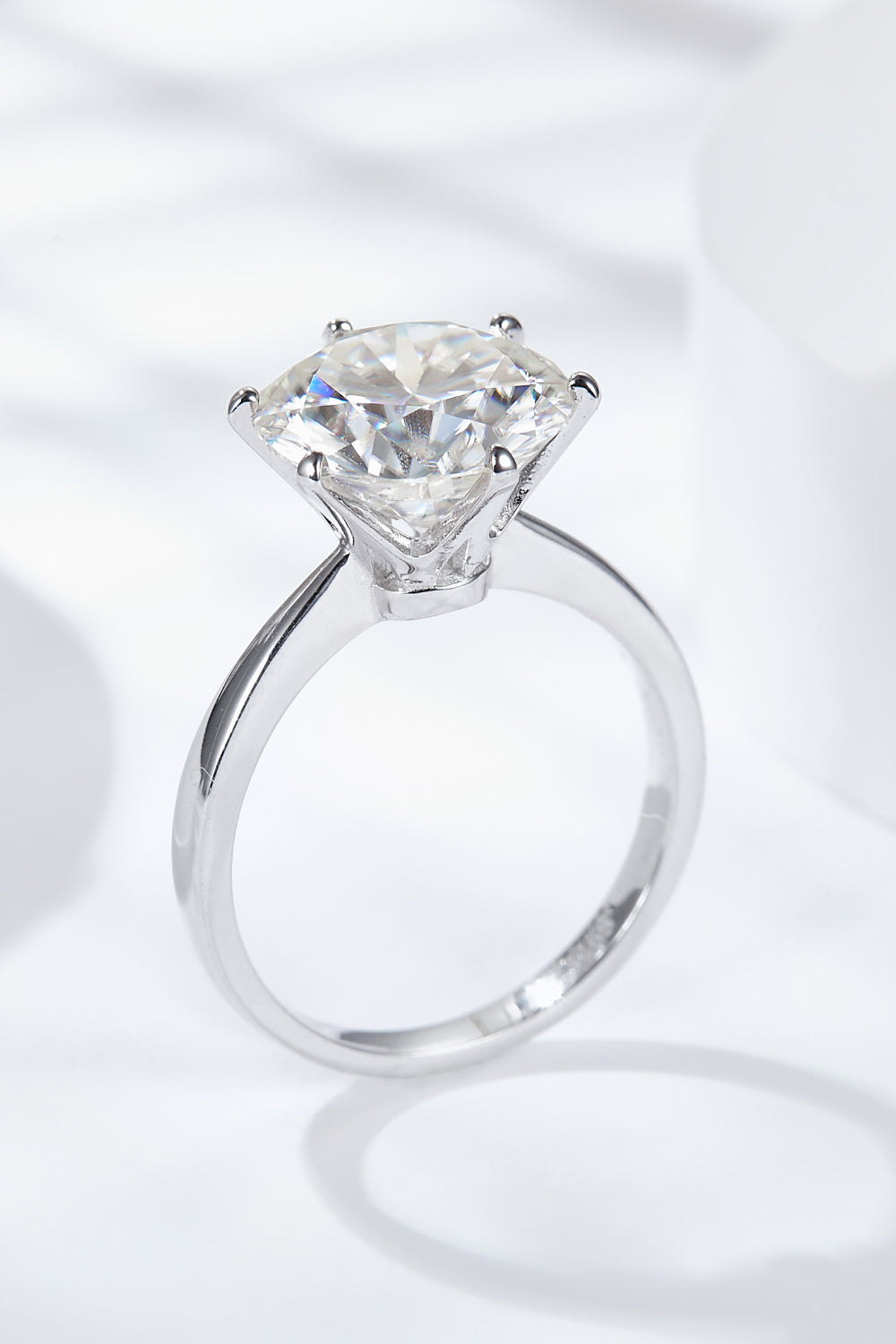 Platinum-Plated 5 Carat  Moissanite Solitaire Ring