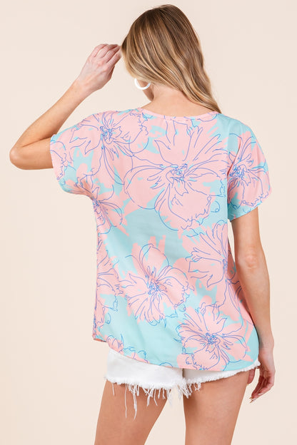 BOMBOM Floral Short Sleeve T-Shirt