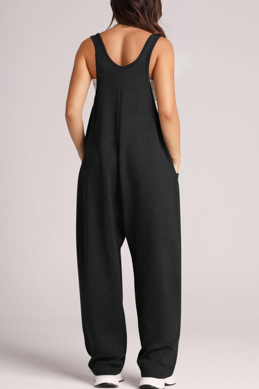 Wide Strap Jumpsuit with Pockets