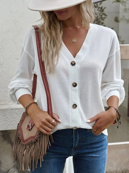 V-Neck Dropped Shoulder Blouse