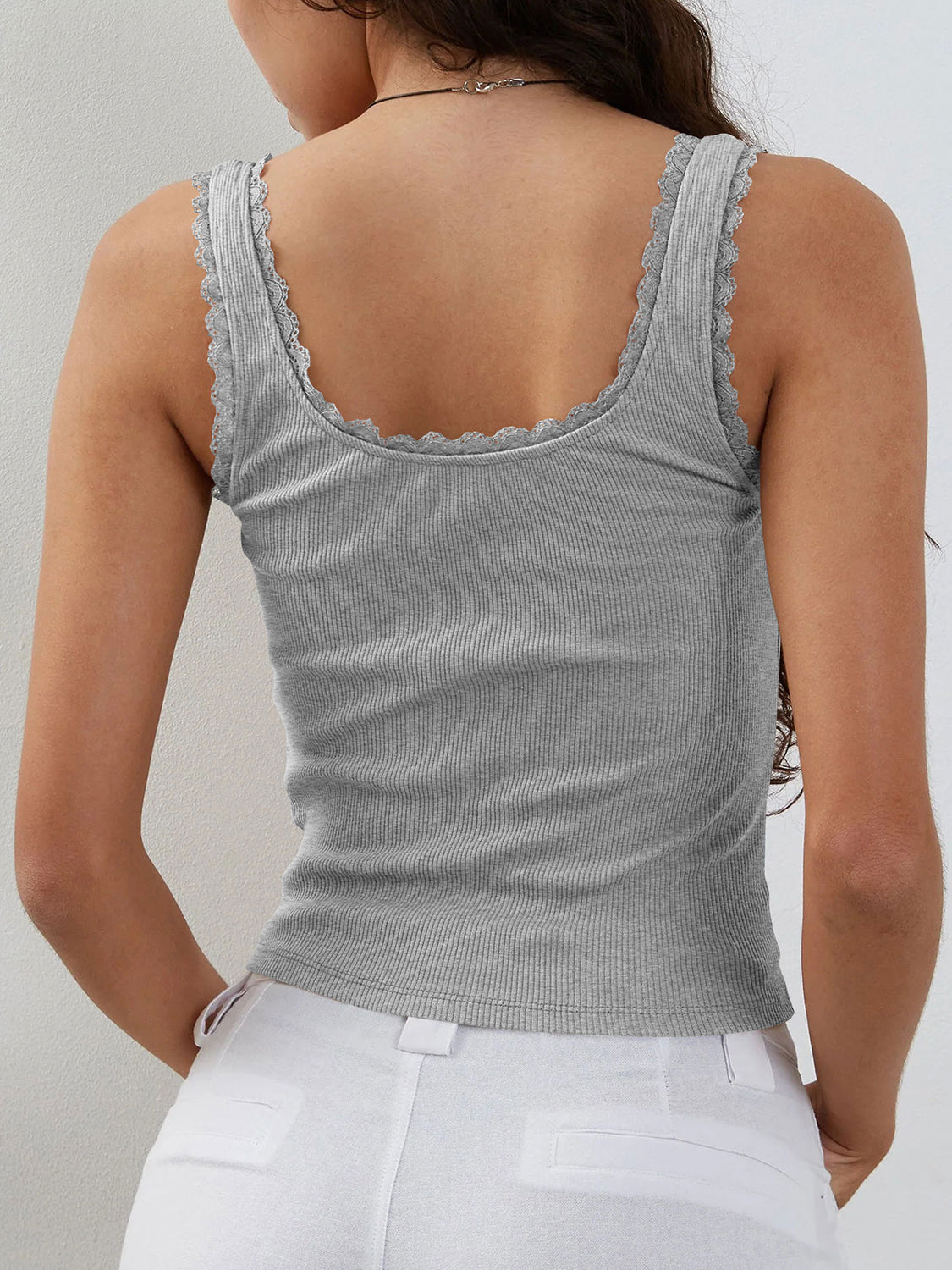 Lace Detail Square Neck Tank