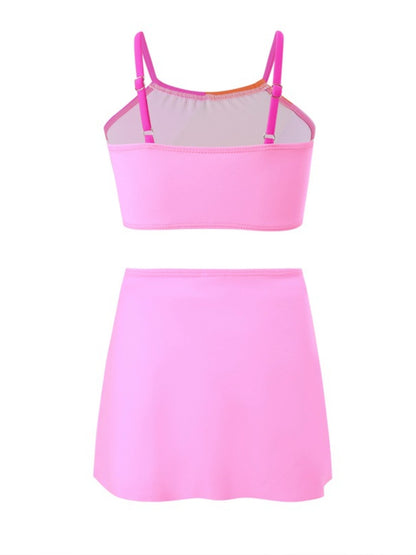 Color Block Top, Brief and Skirt Swim Set