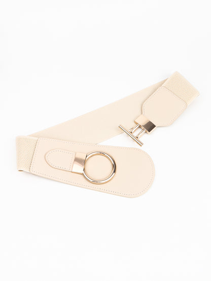 PU Elastic Wide Belt with Alloy Buckle