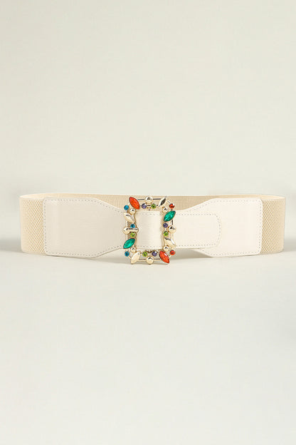 Multicolored Leaf Buckle Elastic Belt