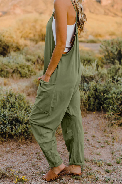 Double Take Full Size V-Neck Sleeveless Jumpsuit with Pockets