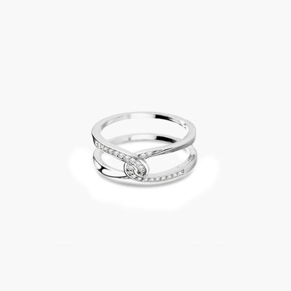 Twisted Inlaid Zircon Double-layered Ring