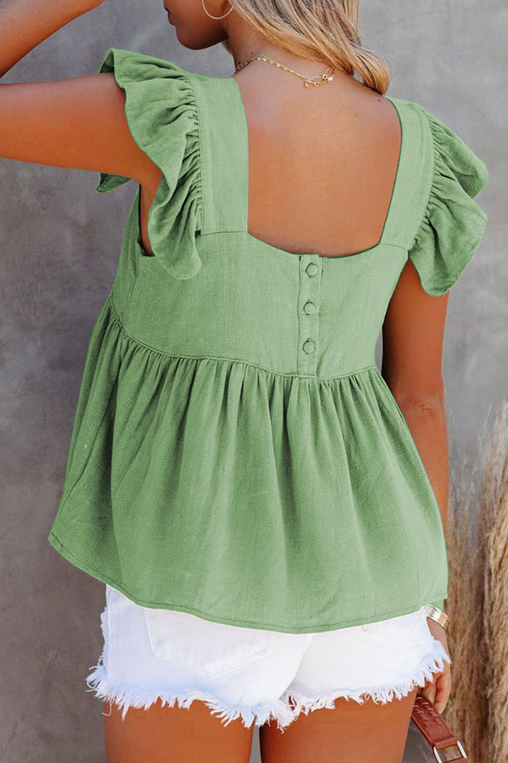 Full Size Ruffled Square Neck Cap Sleeve Blouse