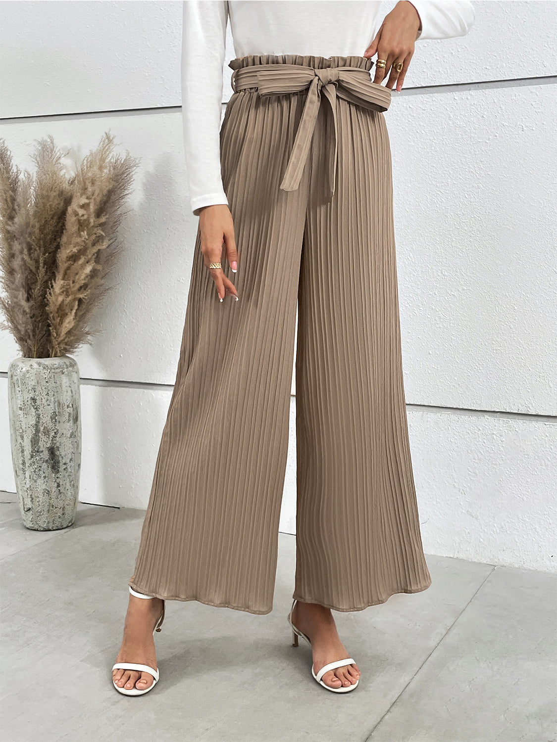 Tied Wide Leg Long Pants