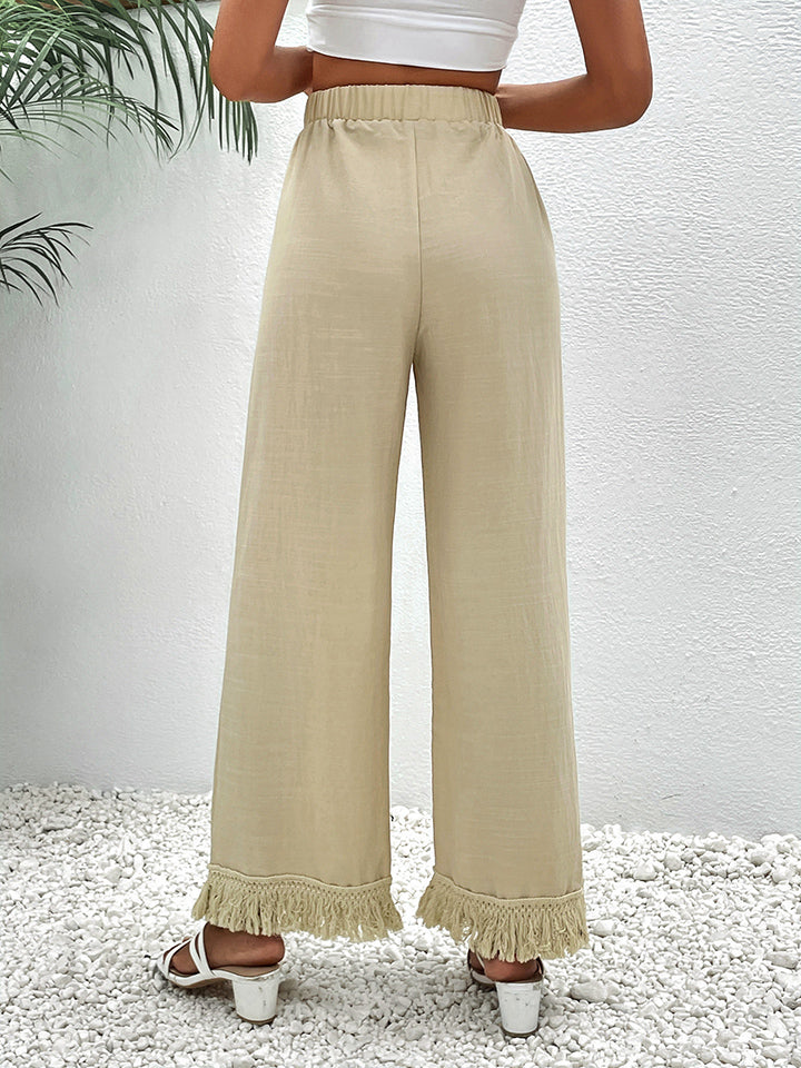 Fringe Detail Wide Leg Pants