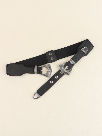 Double Buckle PU Leather Belt